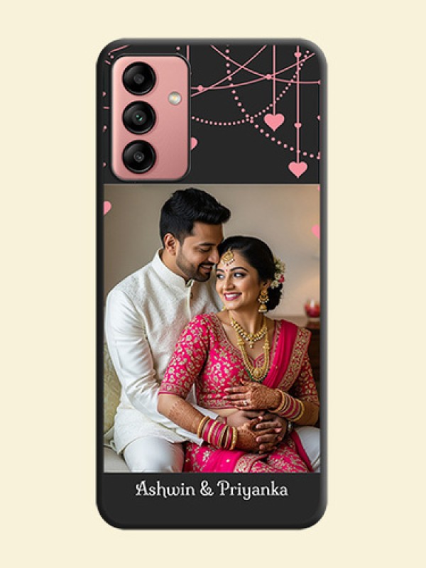 Pink Love Hangings with Text on Space Black Custom Soft Matte Back Cover - Galaxy A04s