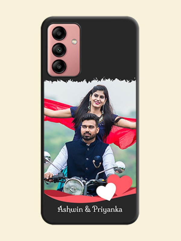 Pin Color Love Shaped Ribbon Design with Text on Space Black Custom Soft Matte Phone Back Cover - Galaxy A04s