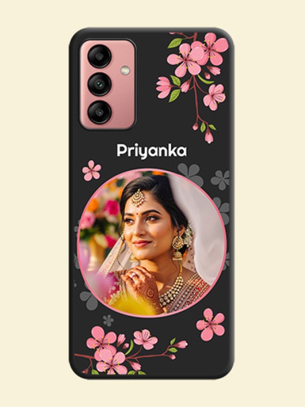 Round Image with Pink Color Floral Design on Photo on Space Black Soft Matte Back Cover - Galaxy A04s
