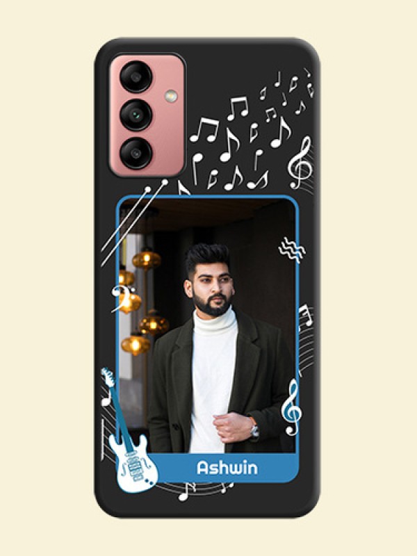 Musical Theme Design with Text on Photo on Space Black Soft Matte Mobile Case - Galaxy A04s