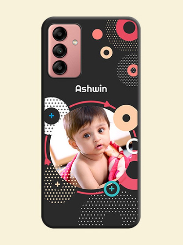 Multicoloured Round Image on Personalised Space Black Soft Matte Cases - Galaxy A04s