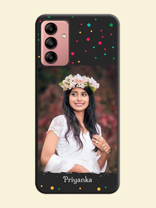 Multicolor Dotted Pattern with Text on Space Black Custom Soft Matte Phone Back Cover - Galaxy A04s