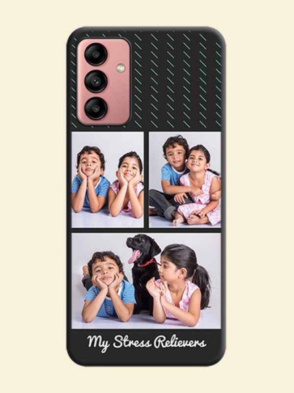 Cross Dotted Pattern with 2 Image Holder  on Personalised Space Black Soft Matte Cases - Galaxy A04s