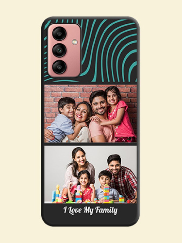 Wave Pattern with 2 Image Holder on Space Black Personalized Soft Matte Phone Covers - Galaxy A04s