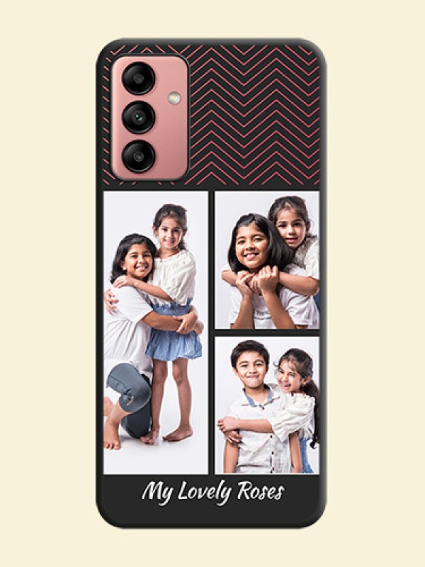 Wave Pattern with 3 Image Holder on Space Black Custom Soft Matte Back Cover - Galaxy A04s