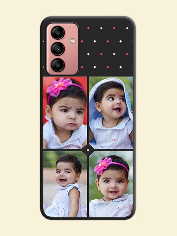 Multicolor Dotted Pattern with 4 Image Holder on Space Black Custom Soft Matte Phone Cases - Galaxy A04s