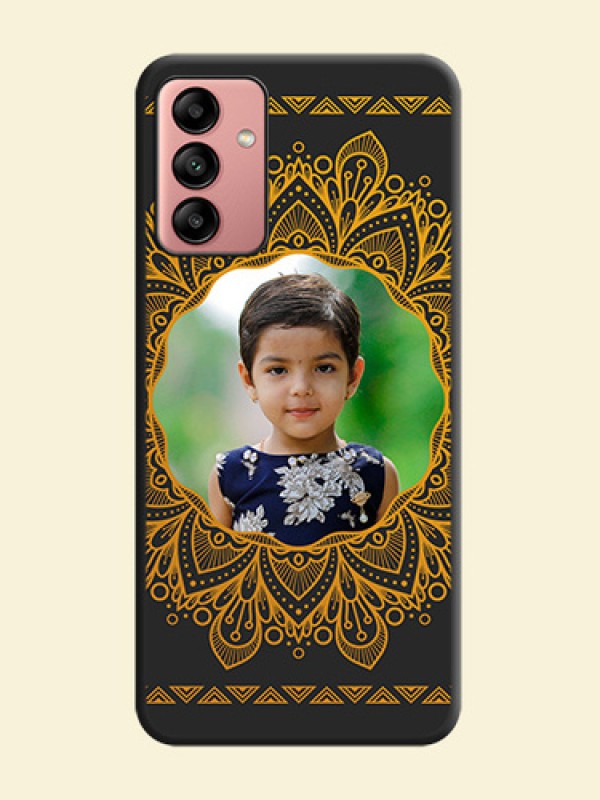 Round Image with Floral Design on Photo on Space Black Soft Matte Mobile Cover - Galaxy A04s