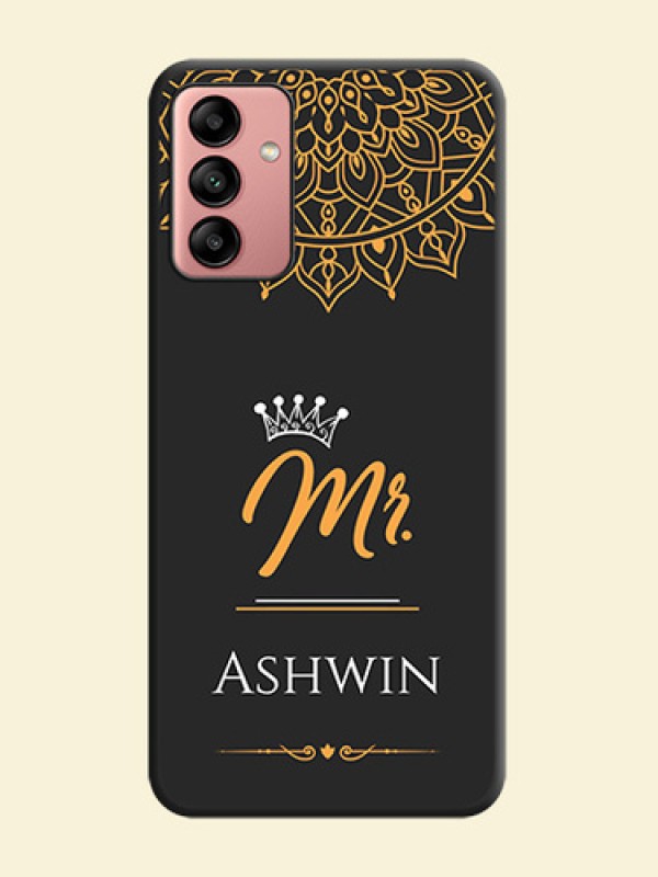 Mr Name with Floral Design  on Personalised Space Black Soft Matte Cases - Galaxy A04s
