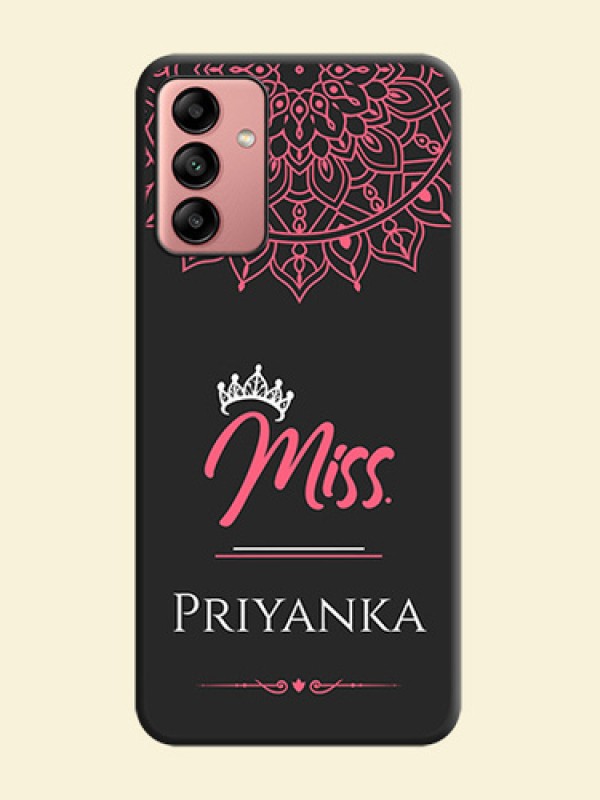 Mrs Name with Floral Design on Space Black Personalized Soft Matte Phone Covers - Galaxy A04s