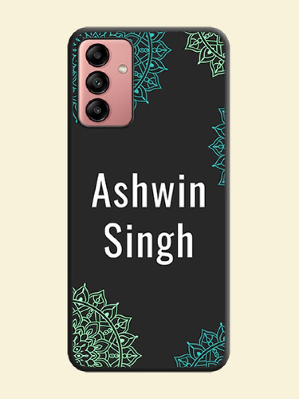 Your Name with Floral Design on Space Black Custom Soft Matte Back Cover - Galaxy A04s