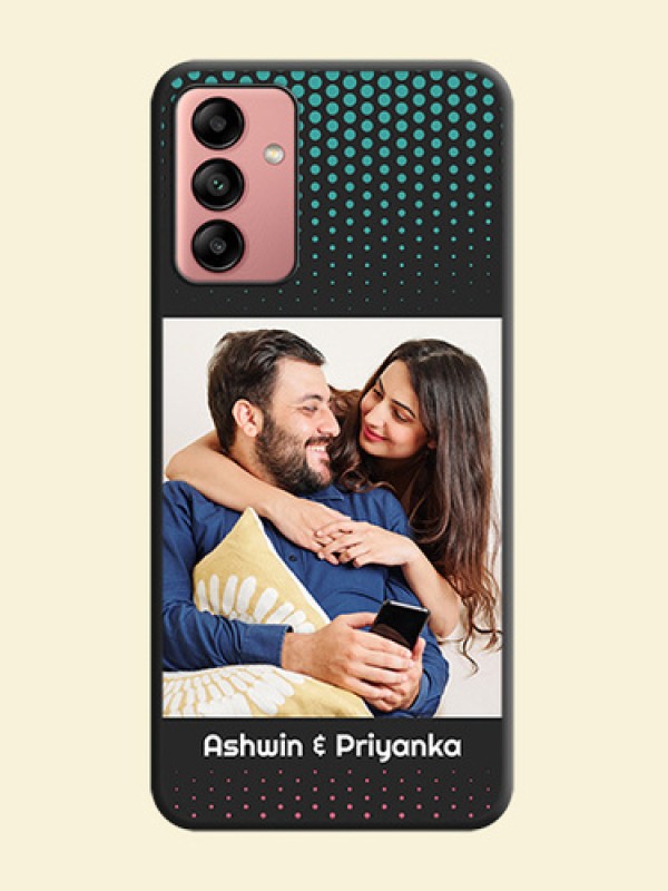 Faded Dots with Grunge Photo Frame and Text on Space Black Custom Soft Matte Phone Cases - Galaxy A04s