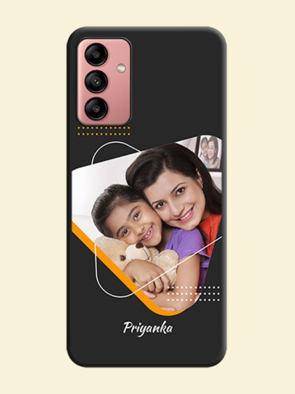 Yellow Triangle on Photo on Space Black Soft Matte Phone Cover - Galaxy A04s