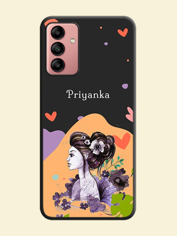 Namecase For Her With Fancy Lady Image On Space Black Personalized Soft Matte Phone Covers -Samsung Galaxy A04S