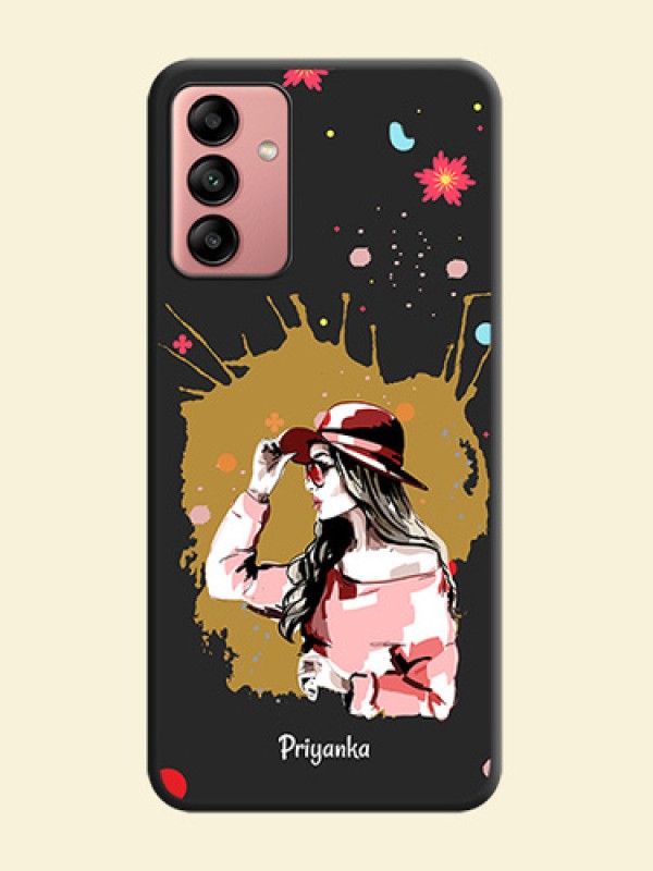Mordern Lady With Color Splash Background With Custom Text On Space Black Personalized Soft Matte Phone Covers -Samsung Galaxy A04S