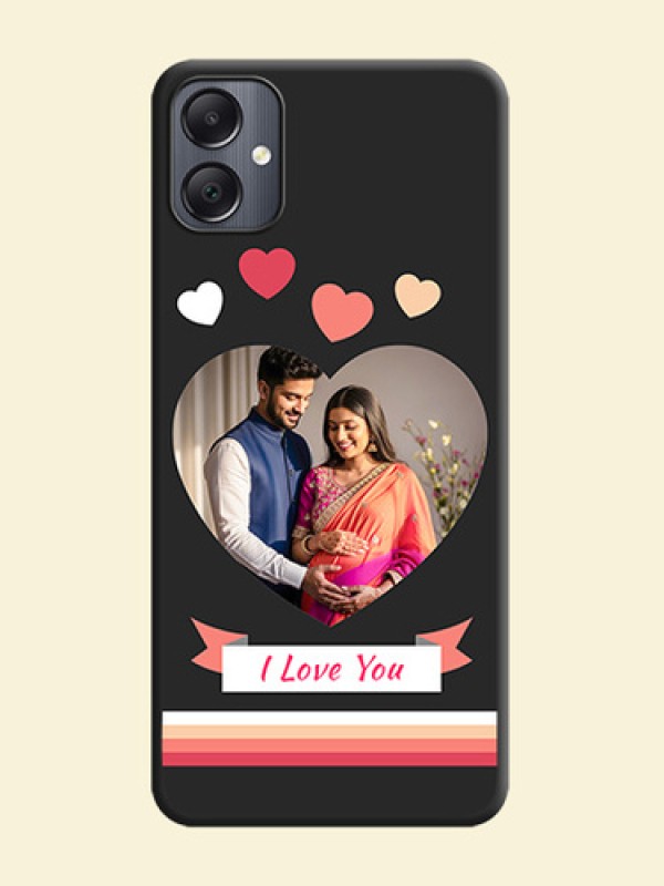 Love Shaped Photo with Colorful Stripes On Space Black Custom Soft Matte Mobile Back Cover - Galaxy A05
