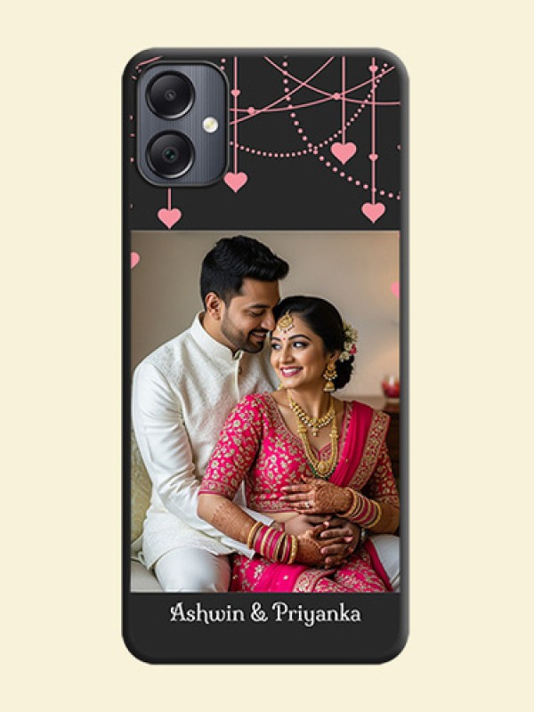 Pink Love Hangings with Text On Space Black Custom Soft Matte Mobile Back Cover - Galaxy A05
