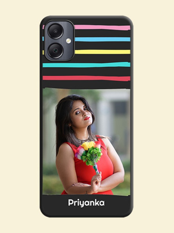 Multicolor Lines with Image On Space Black Custom Soft Matte Mobile Back Cover - Galaxy A05
