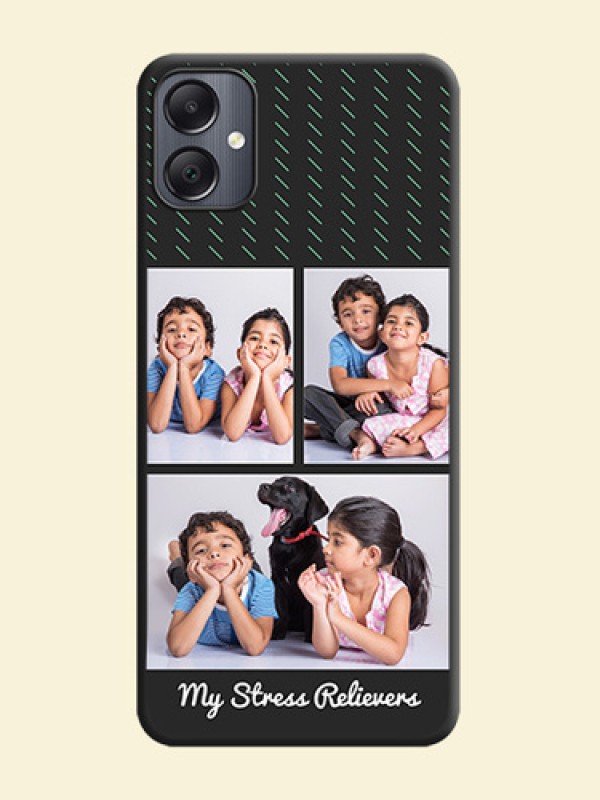 Cross Dotted Pattern with 2 Image Holder On Space Black Custom Soft Matte Mobile Back Cover - Galaxy A05