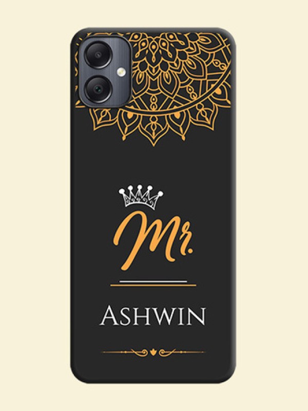 Mr Name with Floral Design On Space Black Custom Soft Matte Mobile Back Cover - Galaxy A05