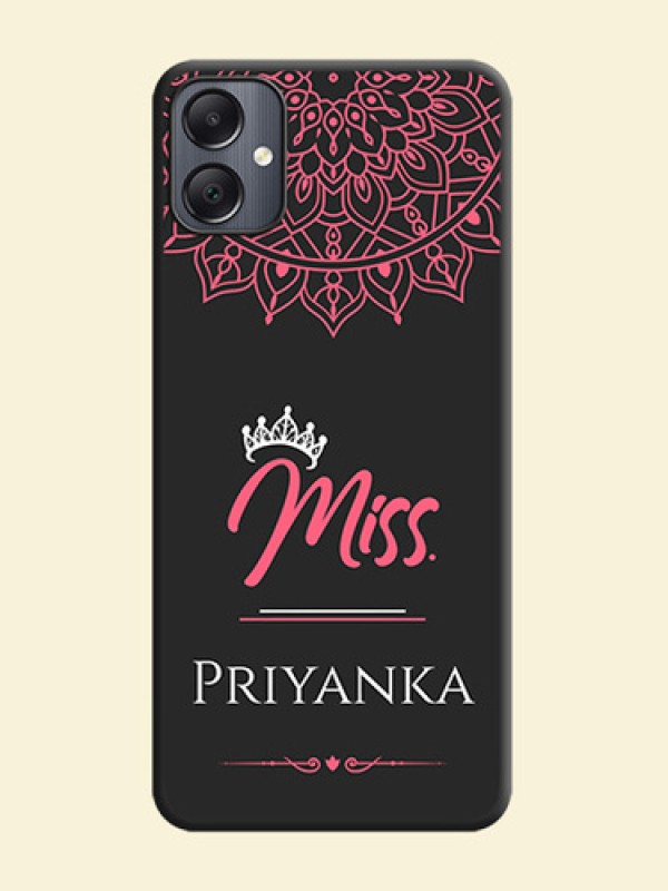 Mrs Name with Floral Design On Space Black Custom Soft Matte Mobile Back Cover - Galaxy A05