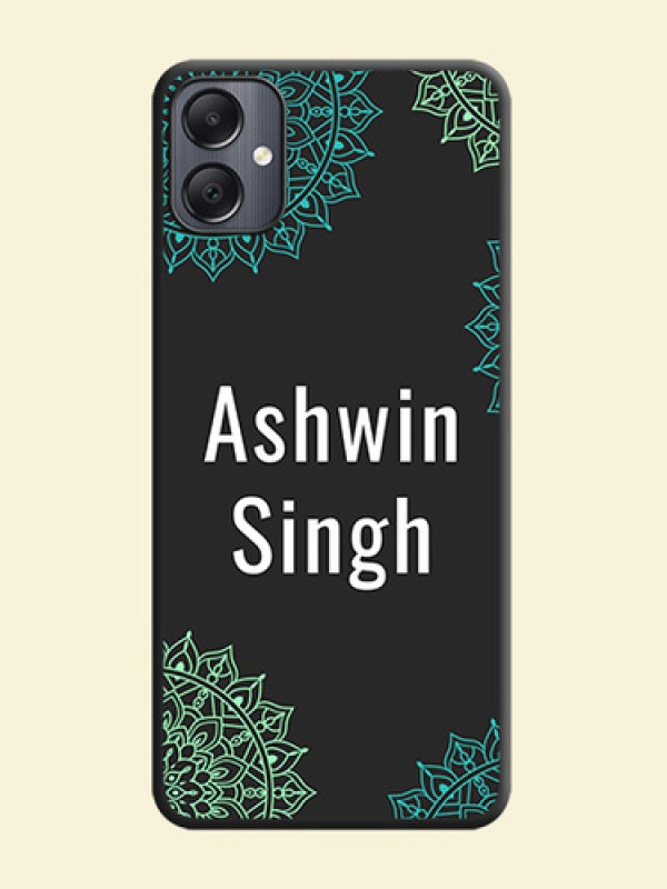 Your Name with Floral Design On Space Black Custom Soft Matte Mobile Back Cover - Galaxy A05