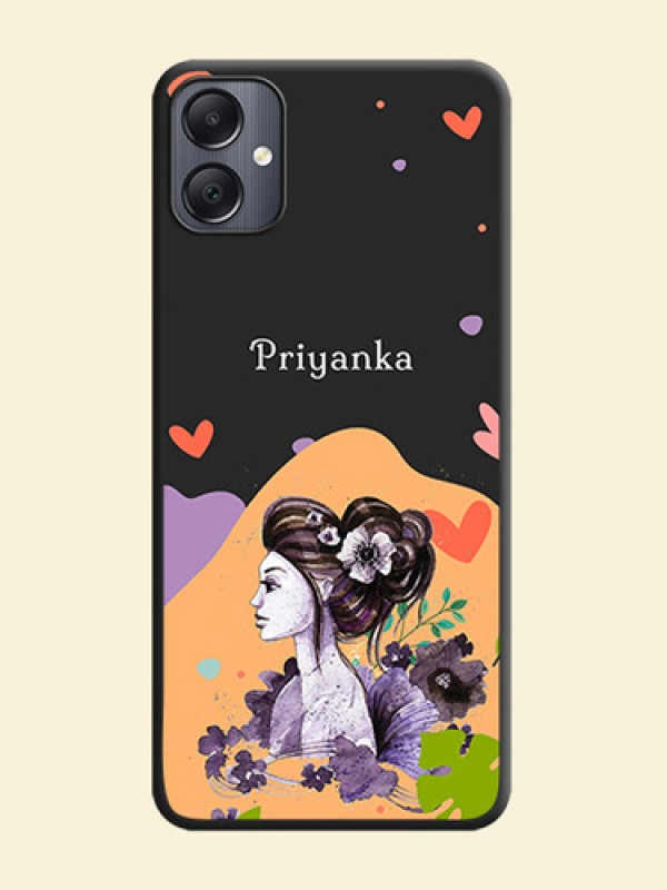 Namecase For Her With Fancy Lady Image On Space Black Custom Soft Matte Mobile Back Cover - Galaxy A05