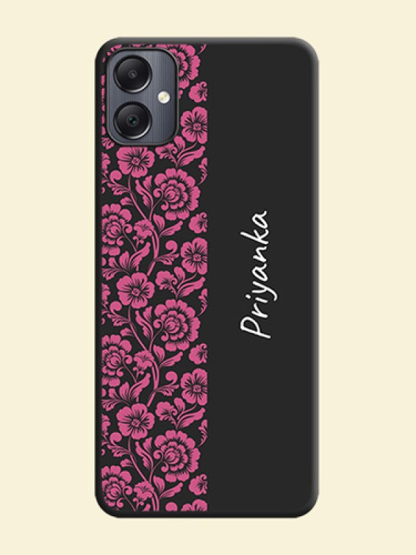 Pink Floral Pattern Design With Custom Text On Space Black Custom Soft Matte Mobile Back Cover - Galaxy A05