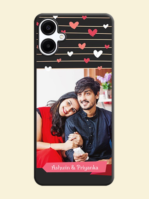 Love Pattern with Name on Pink Ribbon on Photo On Space Black Custom Soft Matte Mobile Back Cover - Galaxy A06