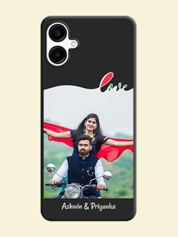Fall in Love Pattern with Picture on Photo On Space Black Custom Soft Matte Mobile Back Cover - Galaxy A06