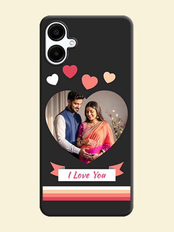 Love Shaped Photo with Colorful Stripes On Space Black Custom Soft Matte Mobile Back Cover - Galaxy A06