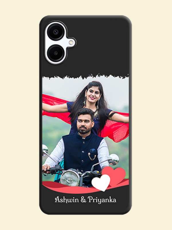Pin Color Love Shaped Ribbon Design with Text On Space Black Custom Soft Matte Mobile Back Cover - Galaxy A06