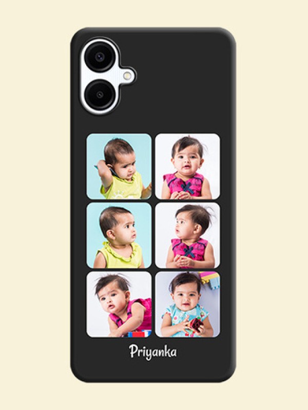 Floral Art with 6 Image Holder on Photo On Space Black Custom Soft Matte Mobile Back Cover - Galaxy A06