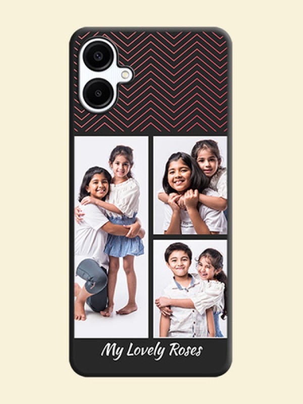 Wave Pattern with 3 Image Holder On Space Black Custom Soft Matte Mobile Back Cover - Galaxy A06