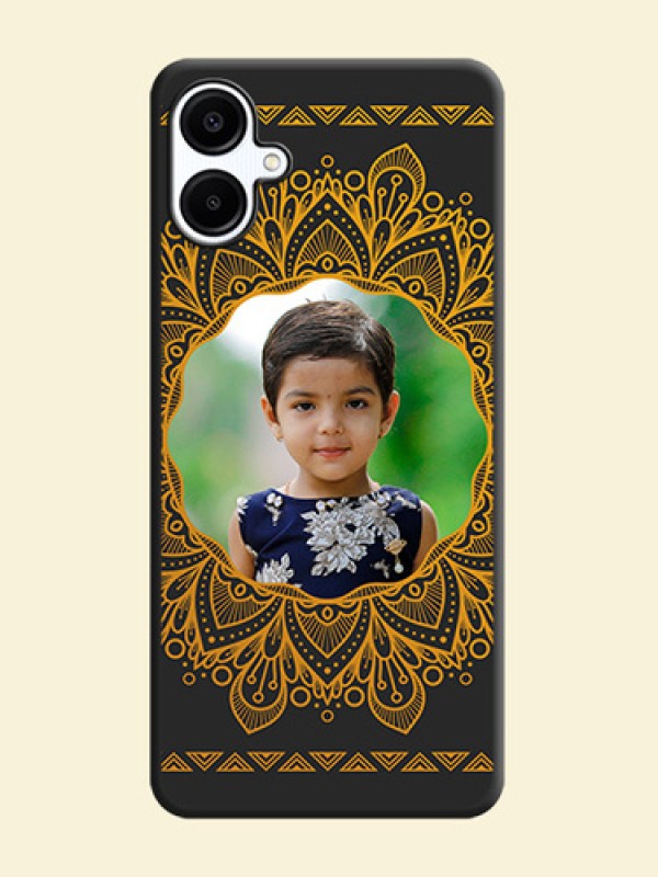 Round Image with Floral Design On Space Black Custom Soft Matte Mobile Back Cover - Galaxy A06