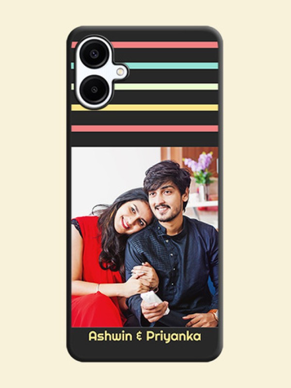 Color Stripes with Photo and Text on Photo On Space Black Custom Soft Matte Mobile Back Cover - Galaxy A06
