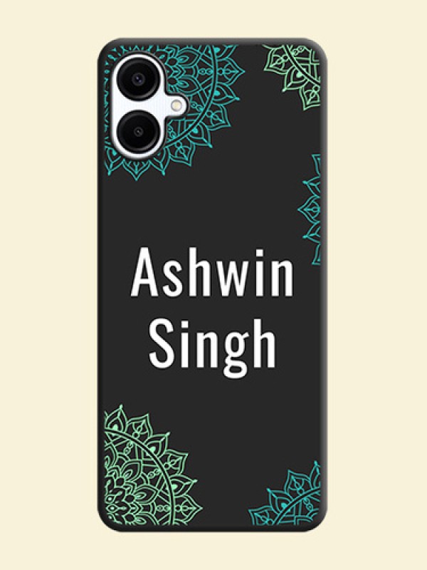 Your Name with Floral Design On Space Black Custom Soft Matte Mobile Back Cover - Galaxy A06