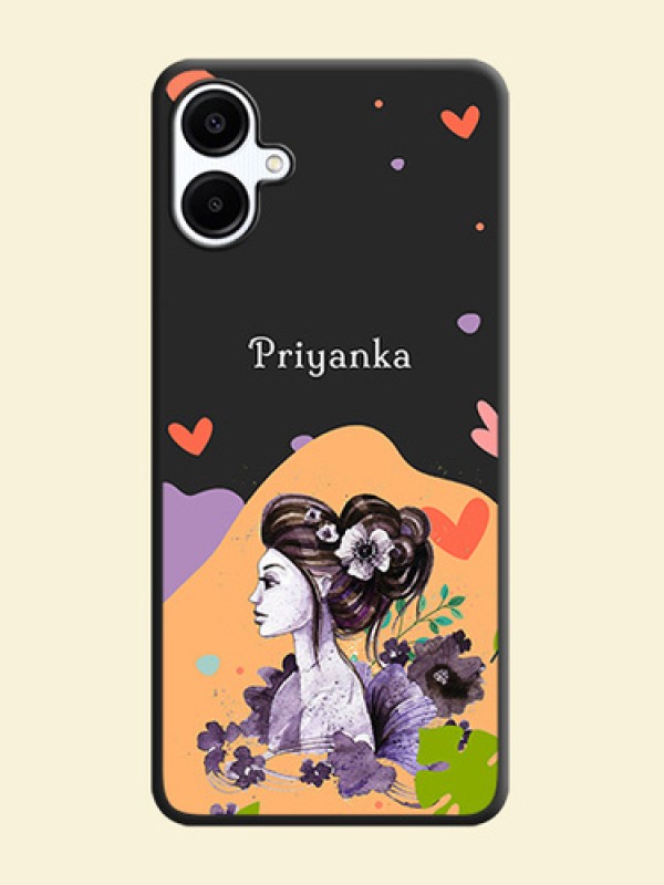 Namecase For Her With Fancy Lady Image On Space Black Custom Soft Matte Mobile Back Cover - Galaxy A06