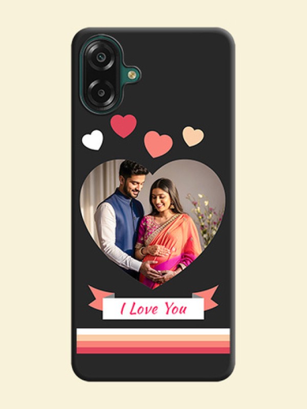 Love Shaped Photo with Colorful Stripes On Space Black Custom Soft Matte Mobile Back Cover - Samsung Galaxy A07