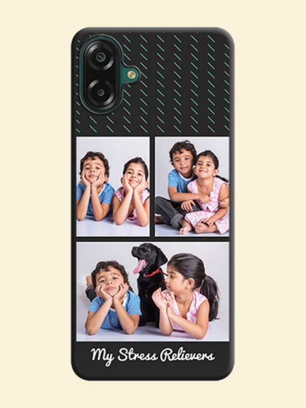 Cross Dotted Pattern with 2 Image Holder On Space Black Custom Soft Matte Mobile Back Cover - Samsung Galaxy A07
