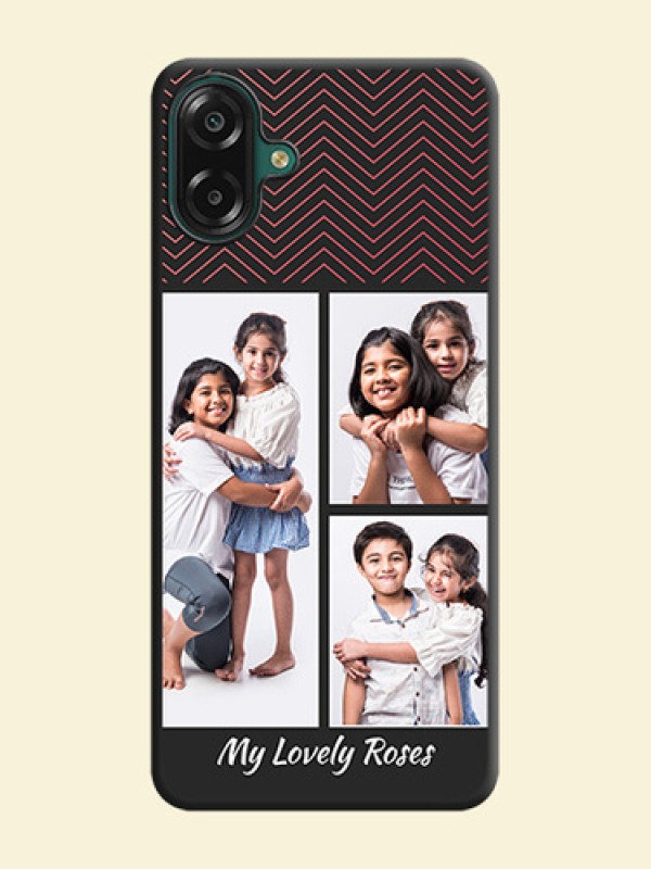 Wave Pattern with 3 Image Holder On Space Black Custom Soft Matte Mobile Back Cover - Samsung Galaxy A07