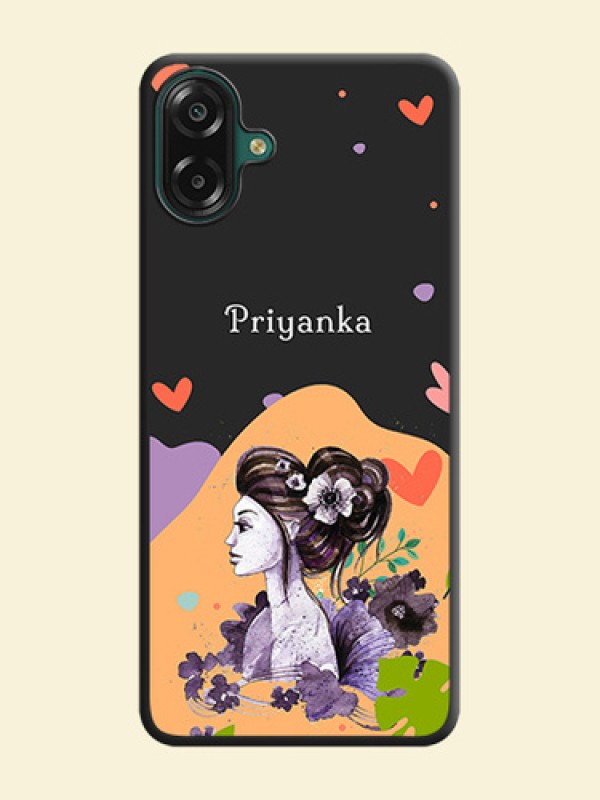 Namecase For Her With Fancy Lady Image On Space Black Custom Soft Matte Mobile Back Cover - Samsung Galaxy A07