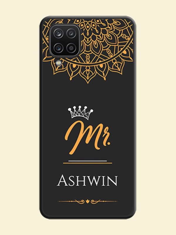 Mr Name with Floral Design  on Personalised Space Black Soft Matte Cases - Galaxy A12