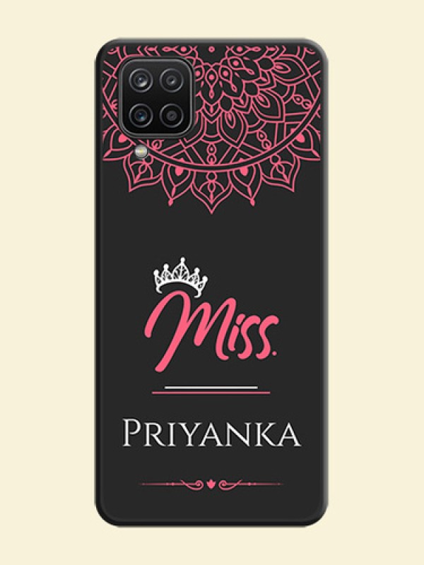 Mrs Name with Floral Design on Space Black Personalized Soft Matte Phone Covers - Galaxy A12