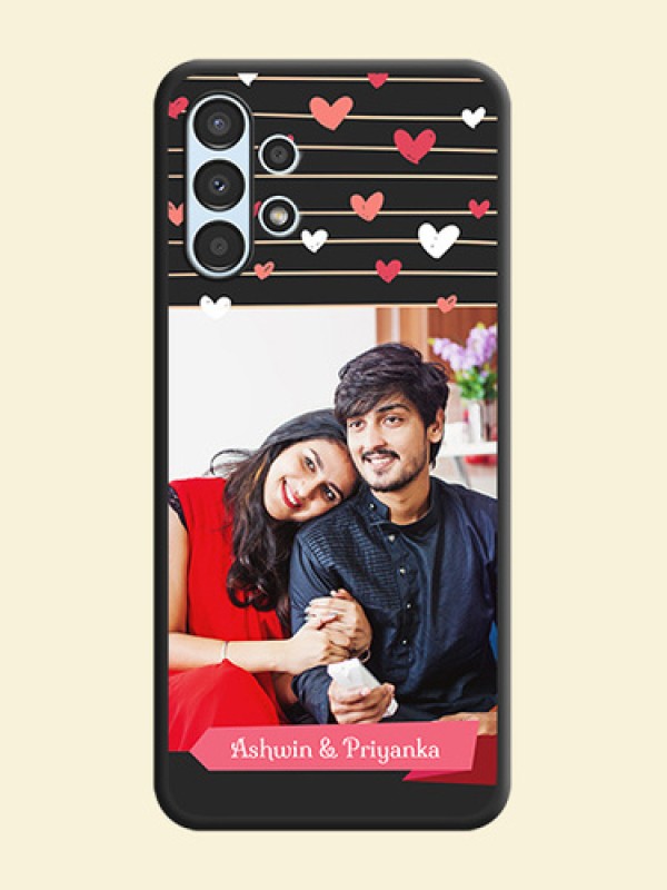 Love Pattern with Name on Pink Ribbon  on Photo on Space Black Soft Matte Back Cover - Galaxy A13