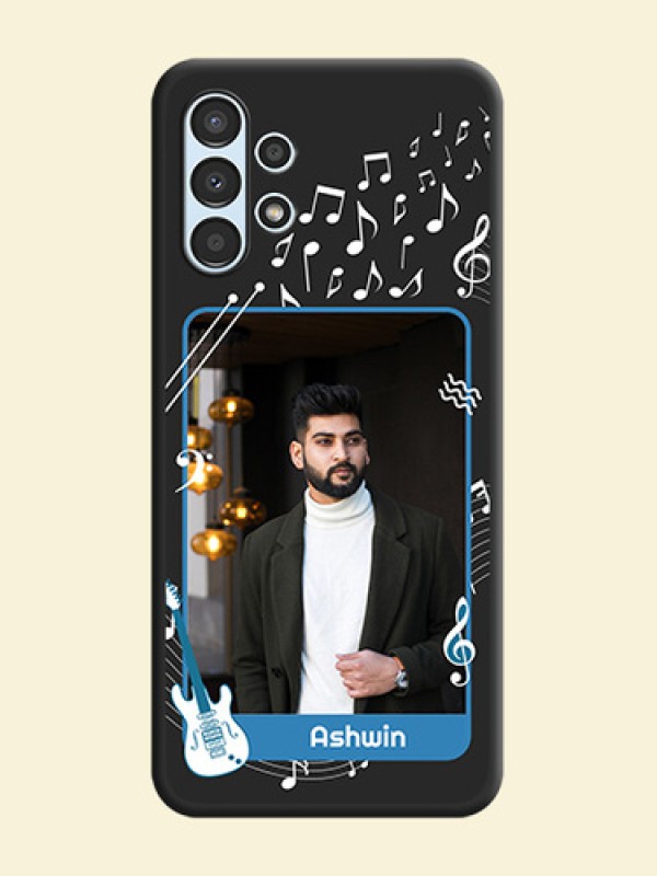 Musical Theme Design with Text on Photo on Space Black Soft Matte Mobile Case - Galaxy A13