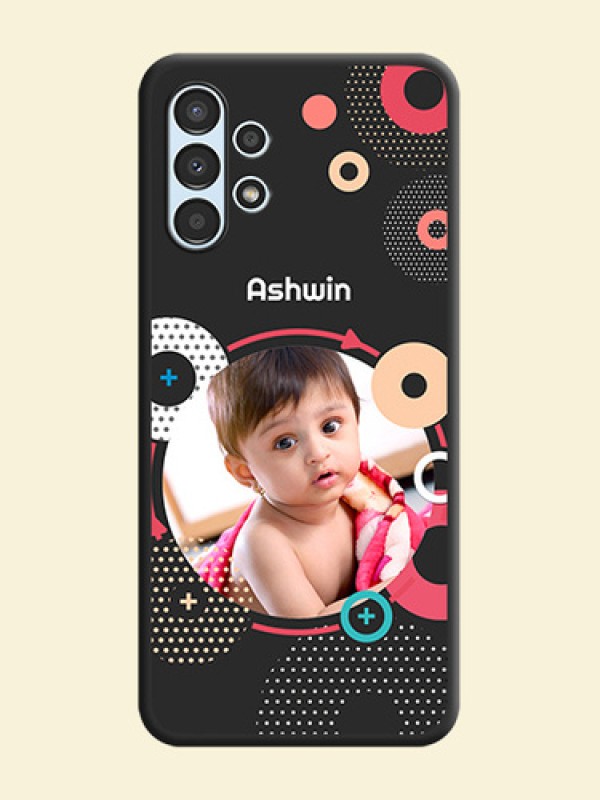 Multicoloured Round Image on Personalised Space Black Soft Matte Cases - Galaxy A13