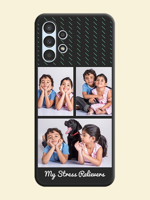 Cross Dotted Pattern with 2 Image Holder  on Personalised Space Black Soft Matte Cases - Galaxy A13