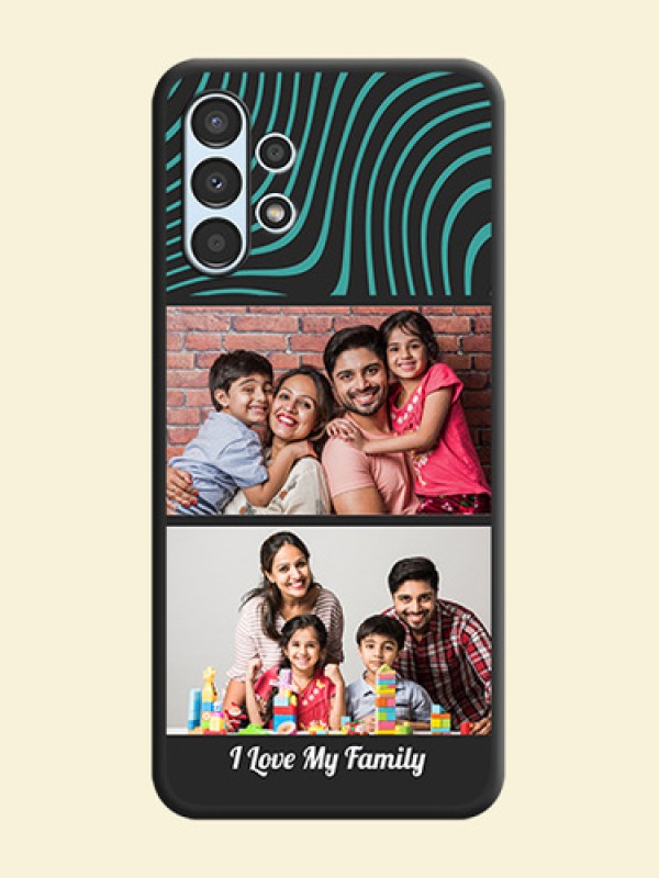 Wave Pattern with 2 Image Holder on Space Black Personalized Soft Matte Phone Covers - Galaxy A13