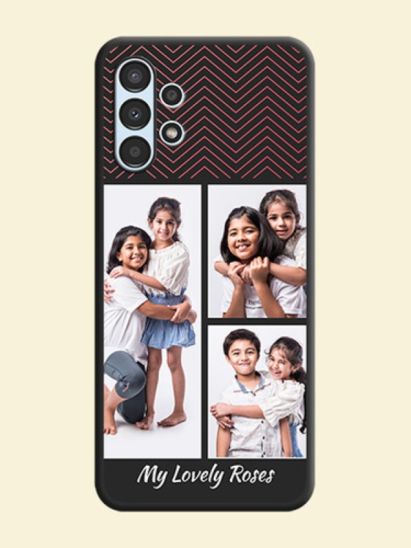 Wave Pattern with 3 Image Holder on Space Black Custom Soft Matte Back Cover - Galaxy A13