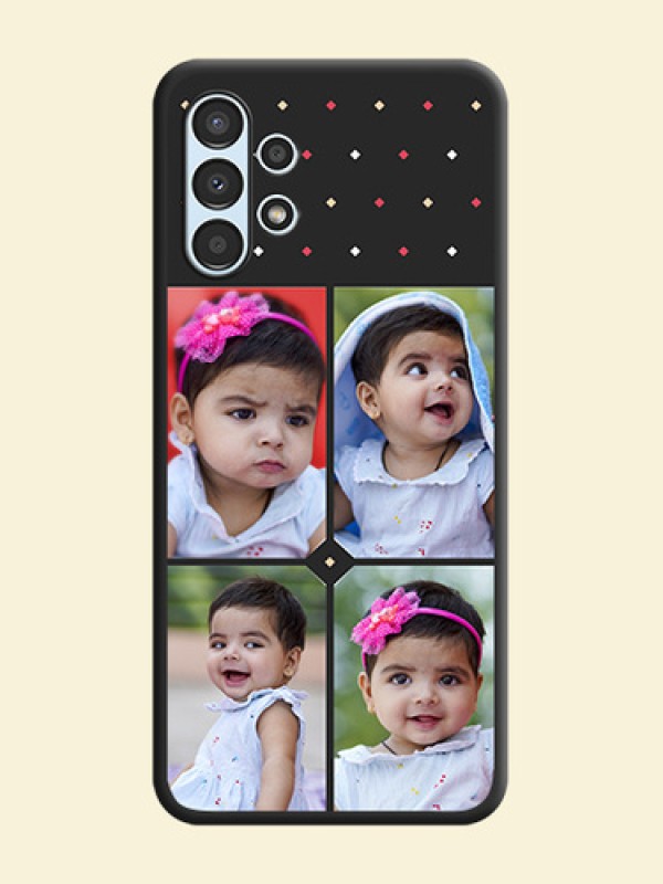 Multicolor Dotted Pattern with 4 Image Holder on Space Black Custom Soft Matte Phone Cases - Galaxy A13